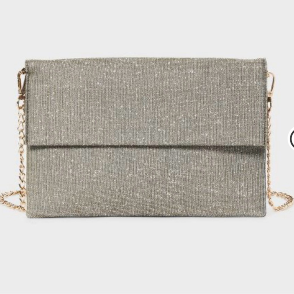 a new day Metallic Taupe Foldover Clutch with Gold Chain